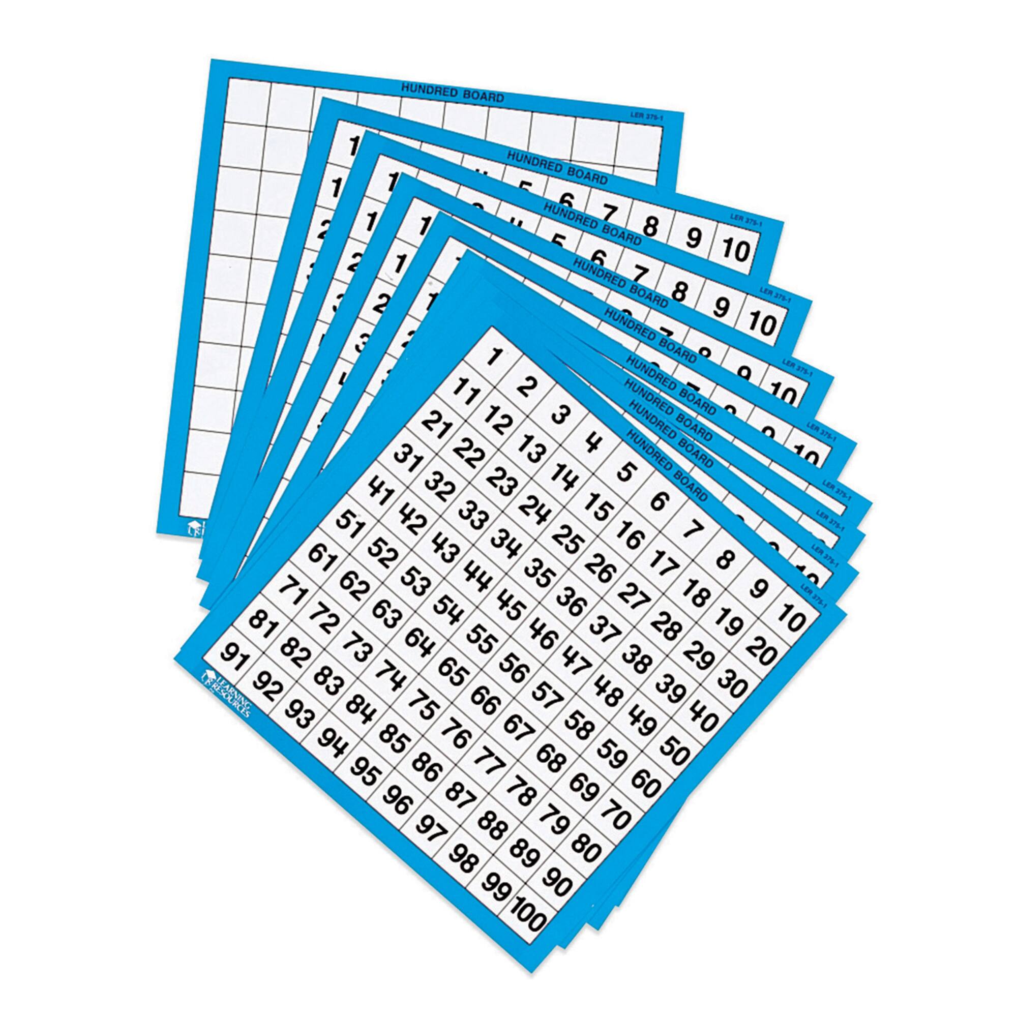 Learning Resources® Laminated Hundreds Boards, 10 Per Set, 3 Sets